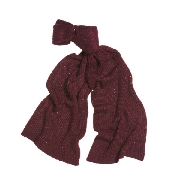 White House Black Market Sequined Port Colored Scarf - Picture 2 of 3